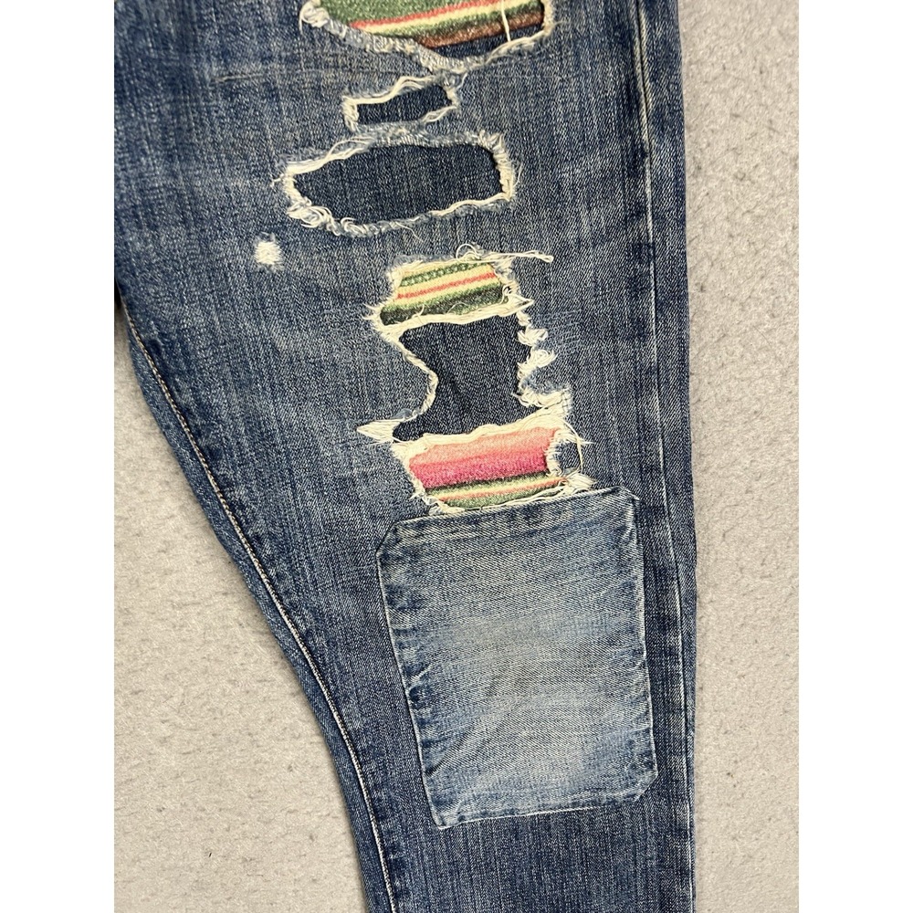 Polo Ralph Lauren Varick Slim Straight Distressed Serape Patchwork Mens 31x30 - Picture 8 of 16